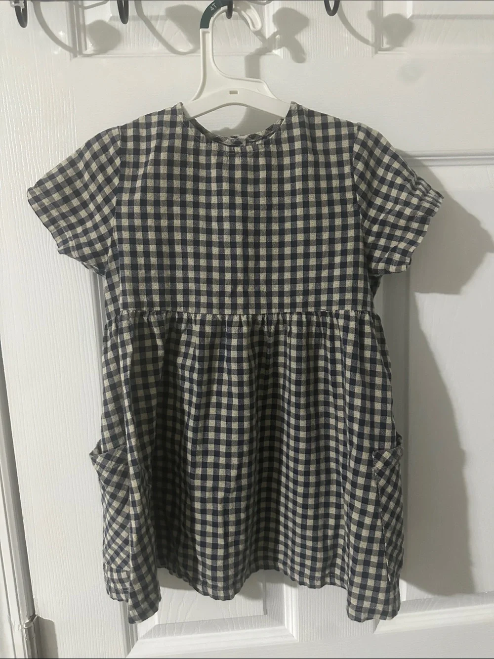 Wheat 100% cotton navy gingham dress